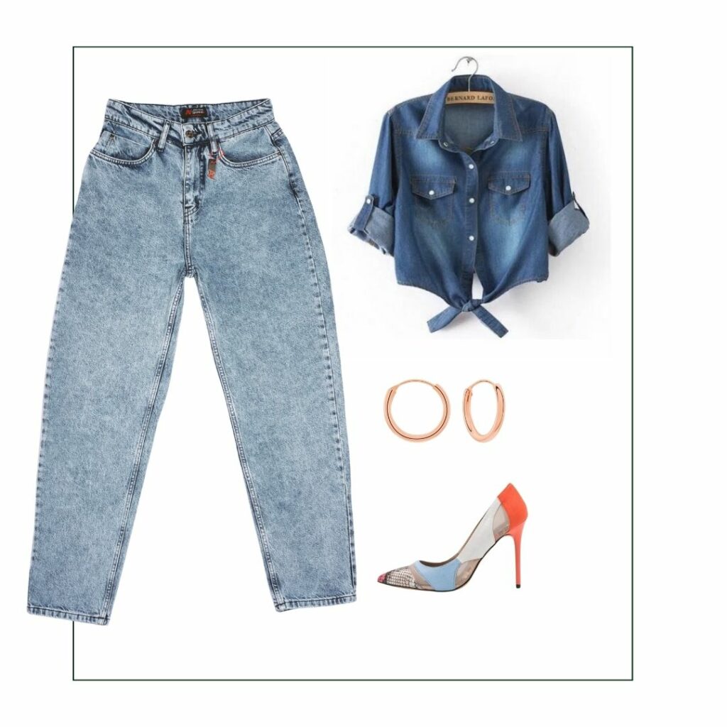 tenue 80's en jean Mom