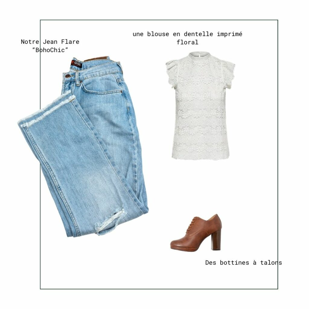 outfit en jean flare